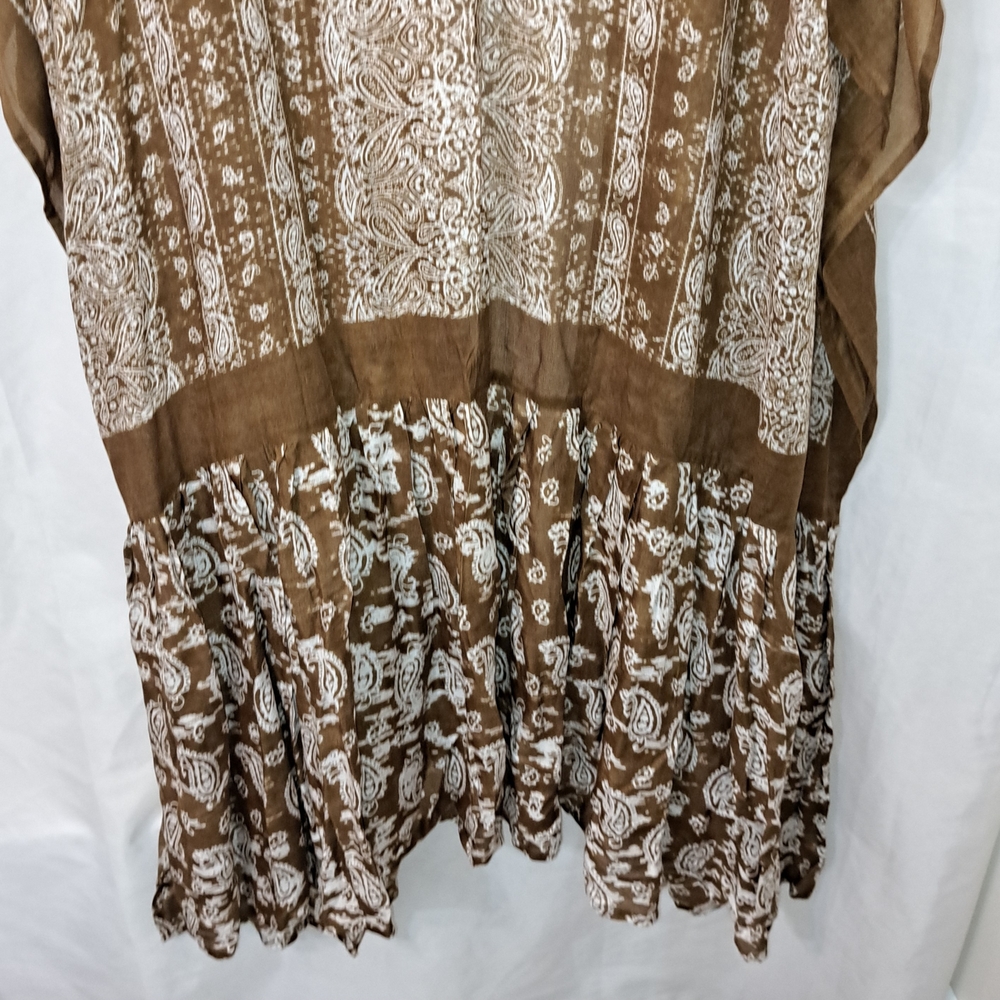 NWT $88 Free People Taupe Bandana Ruffle Paisley Kimono One Size - Picture 11 of 13